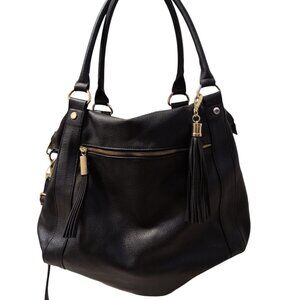 Steve Madden Purse Large Black Crossbody Double Top Handles Zip up Pockets